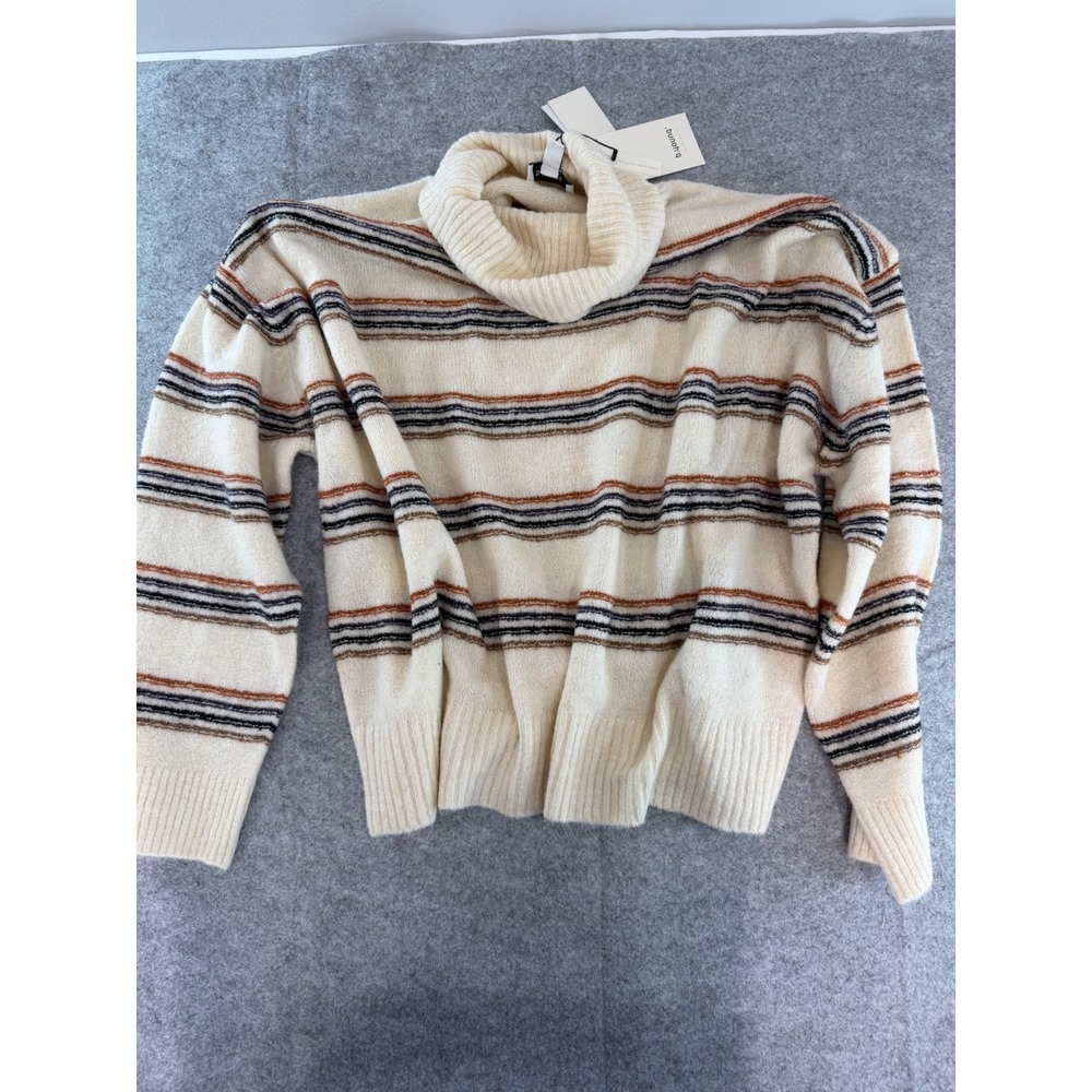 b.young Sweater Women L Cream Stripe Alpaca Blend Turtleneck Bymonna Jumper Boho